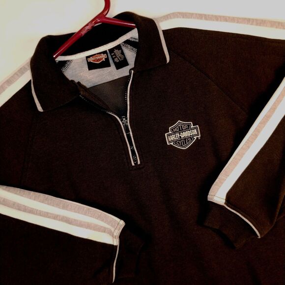 VTG HD Harley-Davidson KC, MO 1/4 Zip Dark Gray LS Sweatshirt Mens Size Large - Picture 1 of 7